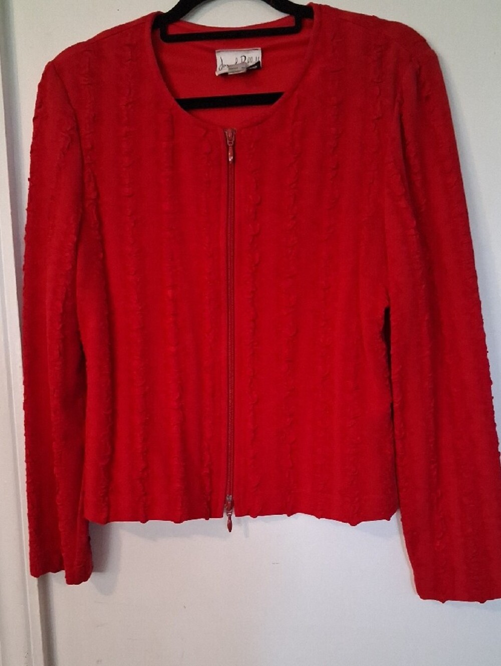 Joseph Ribkoff Red Textured Zip-Front Blazer - Picture 6 of 10